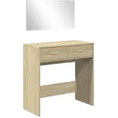 vidaXL Sminkbord med spegel sonoma-ek 80x39x80 cm