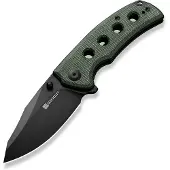 SENCUT Excalis S23068-3 Black 9Cr18MoV, Green Canvas Micarta pocket knife