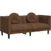 vidaXL Soffa med kuddar 2-sits brun konstmocka
