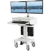Roline PC-/Monitorvagn 2 Skärm(ar) Vit Tiltbar, Justerbar i höjd