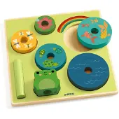 Djeco Pussel/Stack leksaker - 8 Delar - Trä - Rainbow - - One Size - Pussel