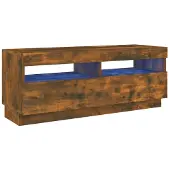 vidaXL Tv-bänk med LED-belysning rökfärgad ek 100x35x40 cm