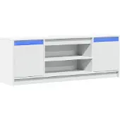vidaXL Tv-bänk med LEDs vit 139,5x34x50 cm konstruerat trä