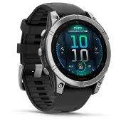 Garmin fenix E - 47 mm - rostfritt stål - sportklocka med band - silikon - svart - handledsstorlek: 125-208 mm - display 1.3 - 16 GB - Bluetooth, Wi-Fi, ANT+ - 76 g
