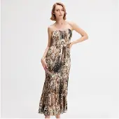 Smart & Joy Maxiklänning i chiffong med bustier och abstrakt blommönster