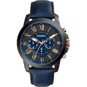 Fossil Analog klocka 'GRANT, FS4835' marinblå / roséguld / grafit