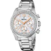 Festina Rainbow Kronograf Kristallaccenter Pärlemorsurtavla Kvarts F20606-1 100M Damklocka mor av pärla färg