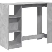 vidaXL Barbord med hylla betonggrå 124x46x103,5 cm konstruerat trä