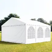 TOOLPORT 5x6 m partytält, med bottenram, PVC 800, vit