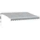 vidaXL Markis automatiskt infällbar med LEDs antracit&vit 300x250 cm