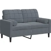 vidaXL 2-sitssoffa med prydnadskuddar mörkgrå 120 cm sammet
