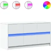 vidaXL Tv-bänk med LEDs vit 100x34x50 cm konstruerat trä