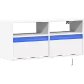 vidaXL Väggmonterad tv-bänk LEDs vit 100x31x45 cm