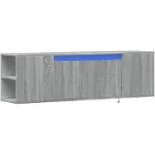 vidaXL Väggmonterad tv-bänk LED grå sonoma 135x31x39,5 cm
