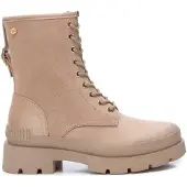 Xti för kvinnor. 14202503-BEIGE Beige ankelstövlar i mocka (41), Brun, 3 till 5 cm, Nyckelband, Zip, Casual, Läderimitation