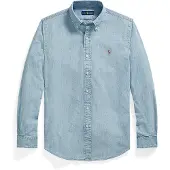 Ralph Lauren för män. 710792042001 Blå Chambray-skjorta med anpassad passform (XL), Casual, Bomull, Lång ärm