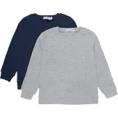 Minymo Tröja - 2-pack - Gråmelerad - - 3 år (98) - Sweatshirt