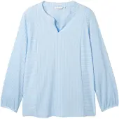 Tom Tailor Women + Blus ljusblå / off-white