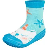 Playshoes Strand-/badsko 'Einhornmeerkatze' ljusblå / mint / orange / vit