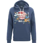 Superdry för män. M2013702A Grafisk sweatshirt med huva och logotyp Tokyo Vintage blå (S), Casual, Bomull, Hållbar