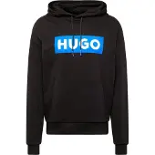 HUGO Cotton-terry hoodie with rectangle logo print