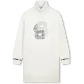 BOSS Kids' rollneck sweater dress with rhinestone Double B monogram
