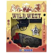 PULIO cowboy-set revolver med hölster och märke - 239852