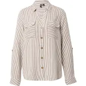Vero Moda Blus 'Bumpy' ljusbrun / vit