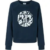 Pepe Jeans för kvinnor. PL581478 Elena marinblå sweatshirt (XS), Casual, Bomull, Hållbar, Marino