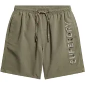 Superdry för män. M3010227A Premium grön broderad baddräkt (S), Strandkläder, Återvunnen polyester, Hållbar