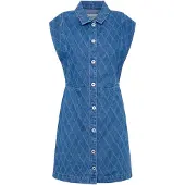Pepe Jeans för kvinnor. PL953554 Chey klänning blå (S), Casual, Bomull, Denim, Ärmlös / Hängselbyxor, Hållbar