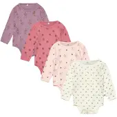 Pippi Baby Bodies l/ä - 4-pack - Dusty Rose - - 56 - Body L/Ä