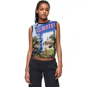 Superdry för kvinnor. W6011959A Linne med svart sub-tryck (S), Casual, Bomull, Ärmlös / Hängselbyxor