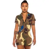 Grimey Glorified Camo Kortärmad Romper