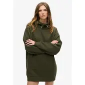 Superdry för kvinnor. W8011738A Klänning med huva och strass Tattoo grön (XXS/XS), Casual, Bomull, Lång ärm