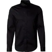 Armani Exchange för män. 8NZCBDZN10Z1200 Klassisk skjorta svart (S), Casual, Parti, Bomull, Lång ärm