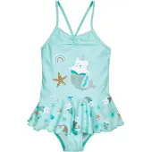 Playshoes Baddräkt 'Einhornmeerkatze' aqua / vit