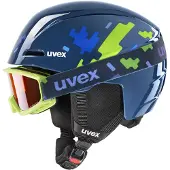 Uvex Viti Set, Skidhjälm + Skidglasögon, Junior, Mörkblå