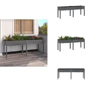 vidaXL Odlingslåda med foder grå 203x53x76 cm massivt granträ