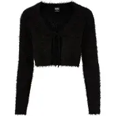 Urban Classics Tied Cropped Feather Cardigan black, XS