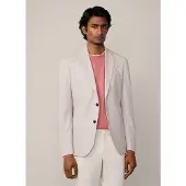 Hackett för män. HM443426 Våffeljacka beige (42/32), Casual, Parti, Lino, Klassisk, Lång ärm, Taupe