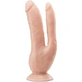 Blush Dr. Skin 8 - dubbel dildo med sugkopp - naturfärg