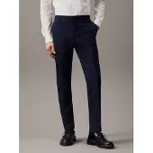 Calvin Klein Slim Wool Stretch Suit Trousers - - Blue - Men - 56