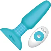 B-Vibe - roterande analvibrator med pärlor - uppladdningsbar - turkos