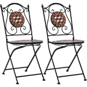 vidaXL Mosaik bistrostolar - - Brun Keramik - Set om 2 - Utomhus