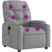 vidaXL Massagefåtölj ljusgrå tyg