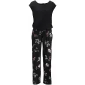 LASCANA Jumpsuit 'LS Overall black-flower' rosa / svart