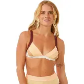 Rip Curl Women's Block Party Spliced Fixed Triangle Bikini Top Bone