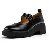 Camper för kvinnor. K201681-001 Milah läderballerinas svart (40), Hud, 3 till 5 cm, Spänne, Casual, Klassisk