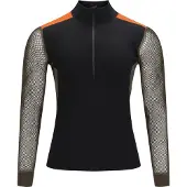 Aclima Men's WoolNet Hybrid Mockneck Jet Black/Tarmac/Gold Flame